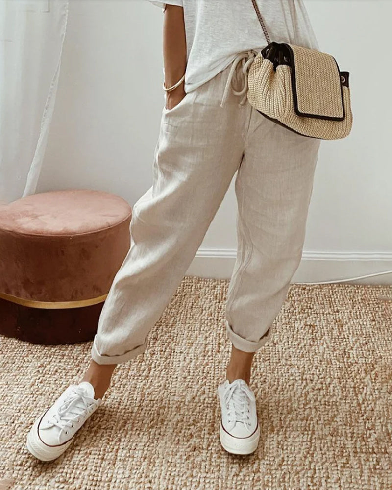 Women's Drawstring Linen Pants