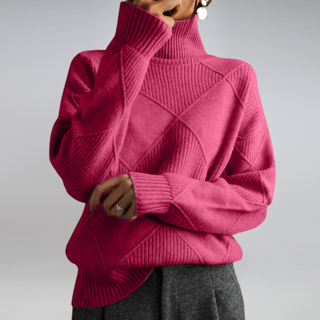 Diamond Knit Cashmere Turtleneck Sweater