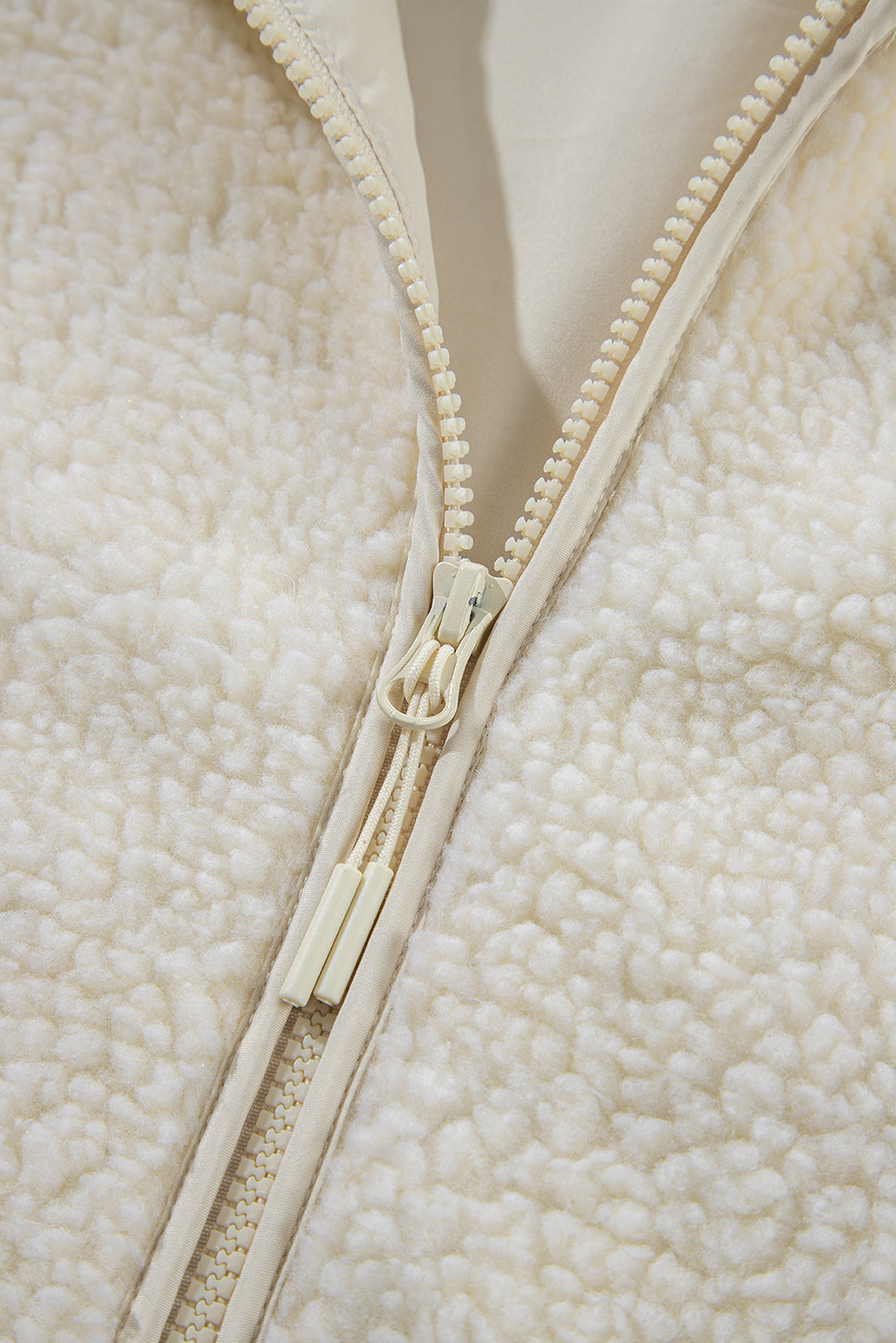 Fuzzy Hooded Jacket with Zip Closure and Pockets