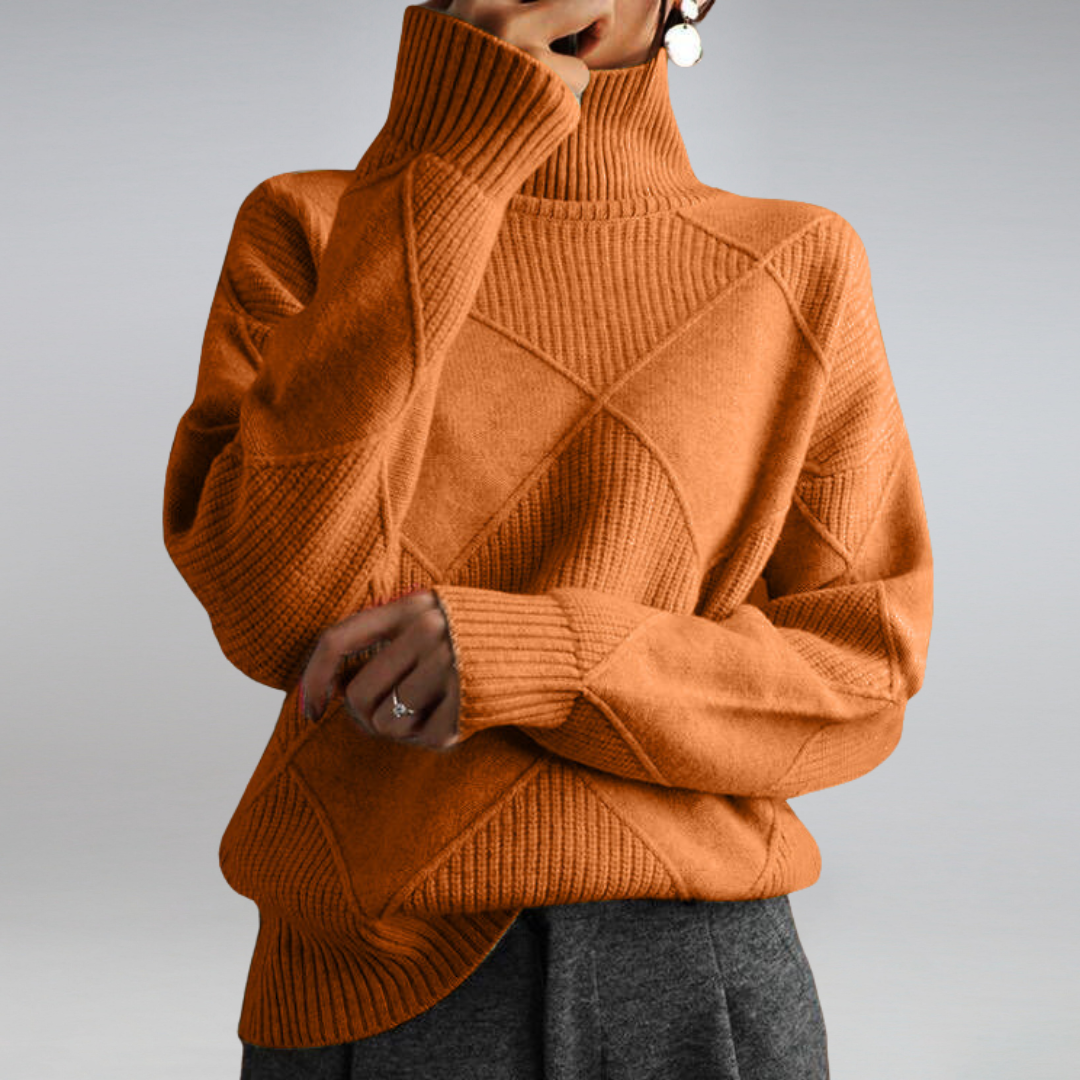 Diamond Knit Cashmere Turtleneck Sweater
