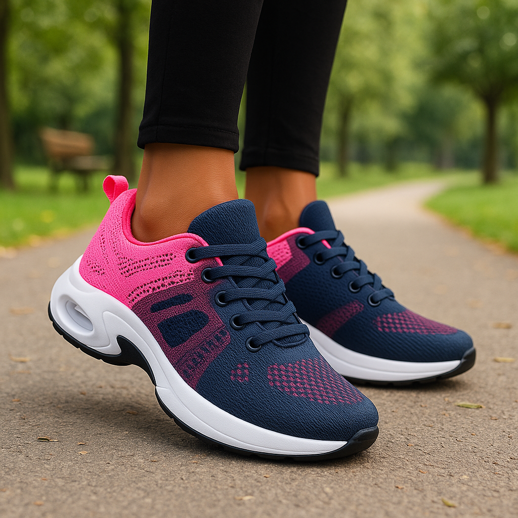 Low-Top Knit Mesh Lace-Up Air-Cushioned Training Shoes