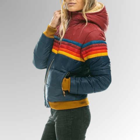 Quilted Puffer Jacket with Hood, Zip Closure, and Ribbed Trims