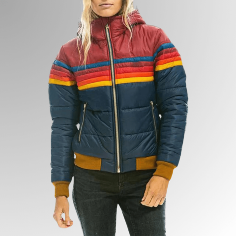 Quilted Puffer Jacket with Hood, Zip Closure, and Ribbed Trims