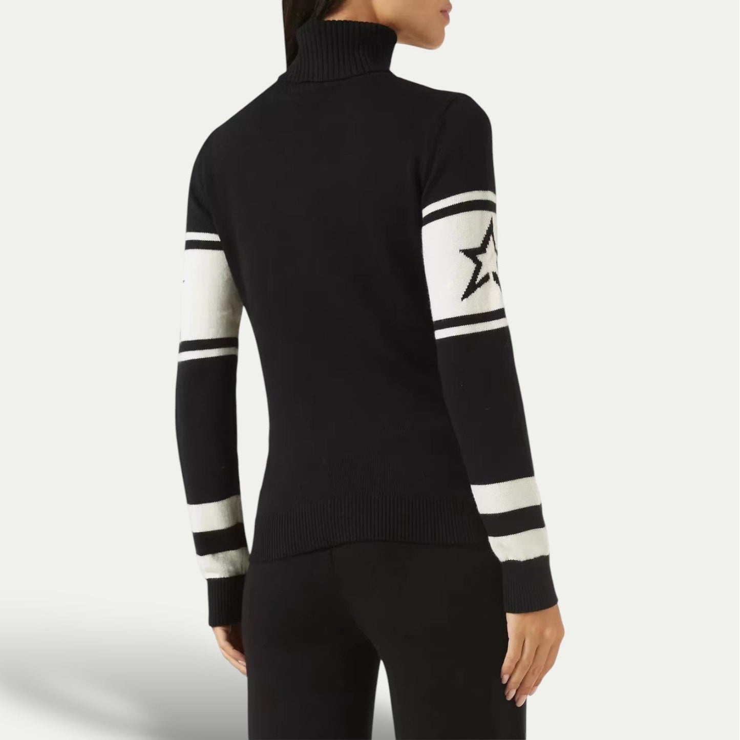 Turtleneck Sweater with Graphic Text and Long Sleeves