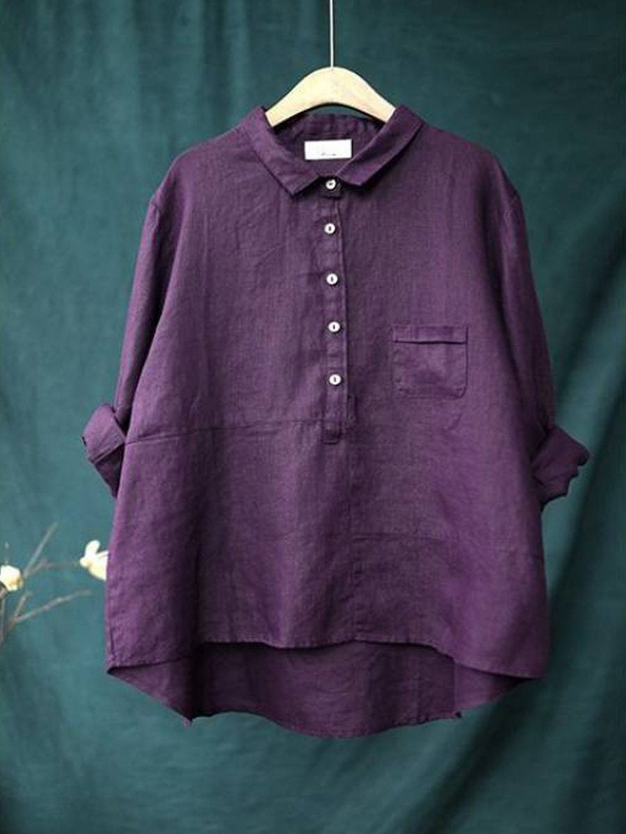 Women's Oversized Linen Button-Up Shirt