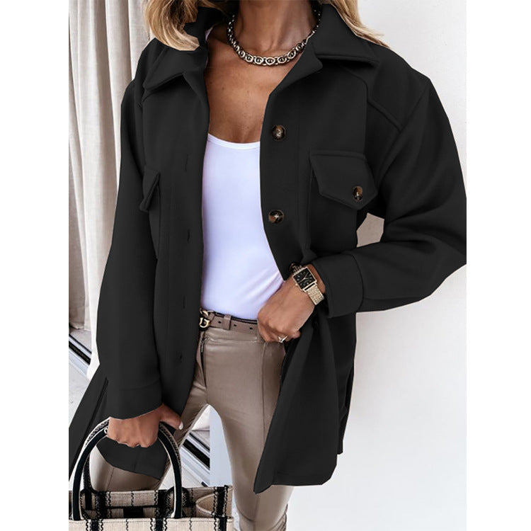 Collared Jacket with Button Closure and Flap Chest Pockets