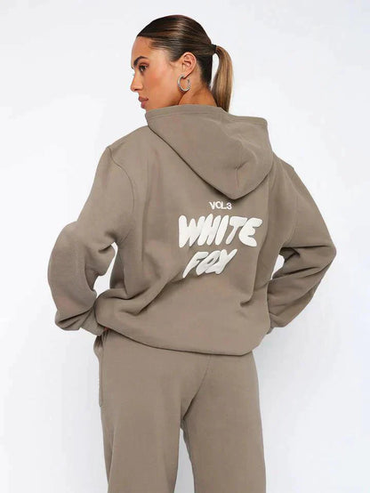 Oversized Sweatshirt and Jogger Set with Hood and Drawstring Waist