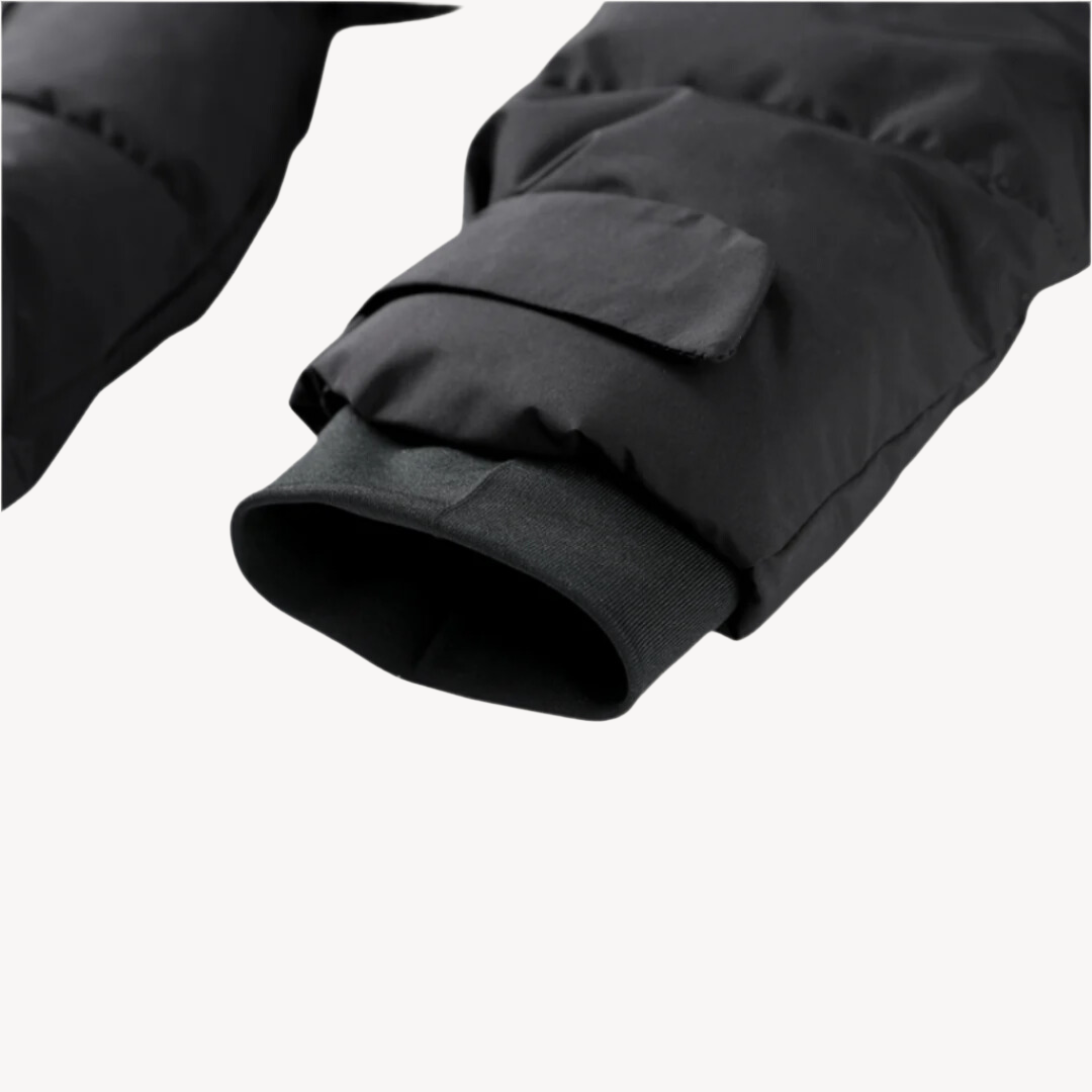 Belted Puffer Jacket with Detachable Hood and Ribbed Cuffs