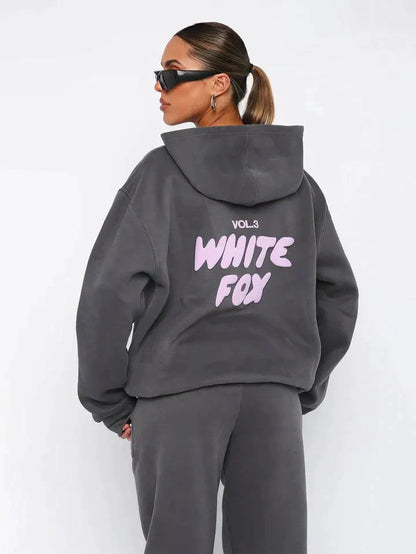 Oversized Sweatshirt and Jogger Set with Hood and Drawstring Waist