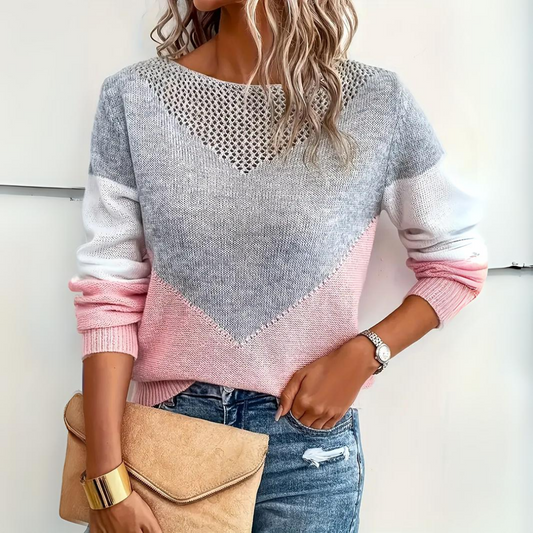 Pullover Long Sleeves Sweater with Round Neckline