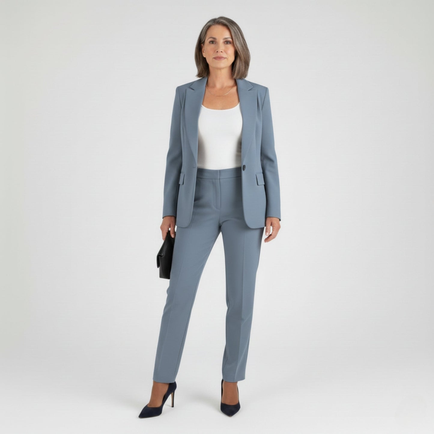 Single-Breasted Blazer and Tailored Pants Set with Notched Lapels