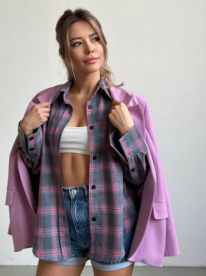 Women's Elegant Plaid Flannel Shirt