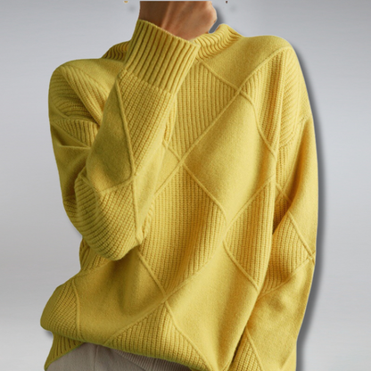 Diamond Knit Cashmere Turtleneck Sweater