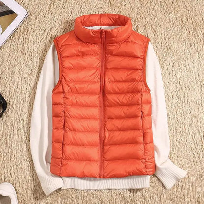 Puffer Vest with High Collar and Full Zip Closure