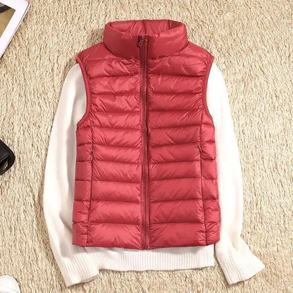 Puffer Vest with High Collar and Full Zip Closure