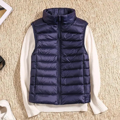 Puffer Vest with High Collar and Full Zip Closure