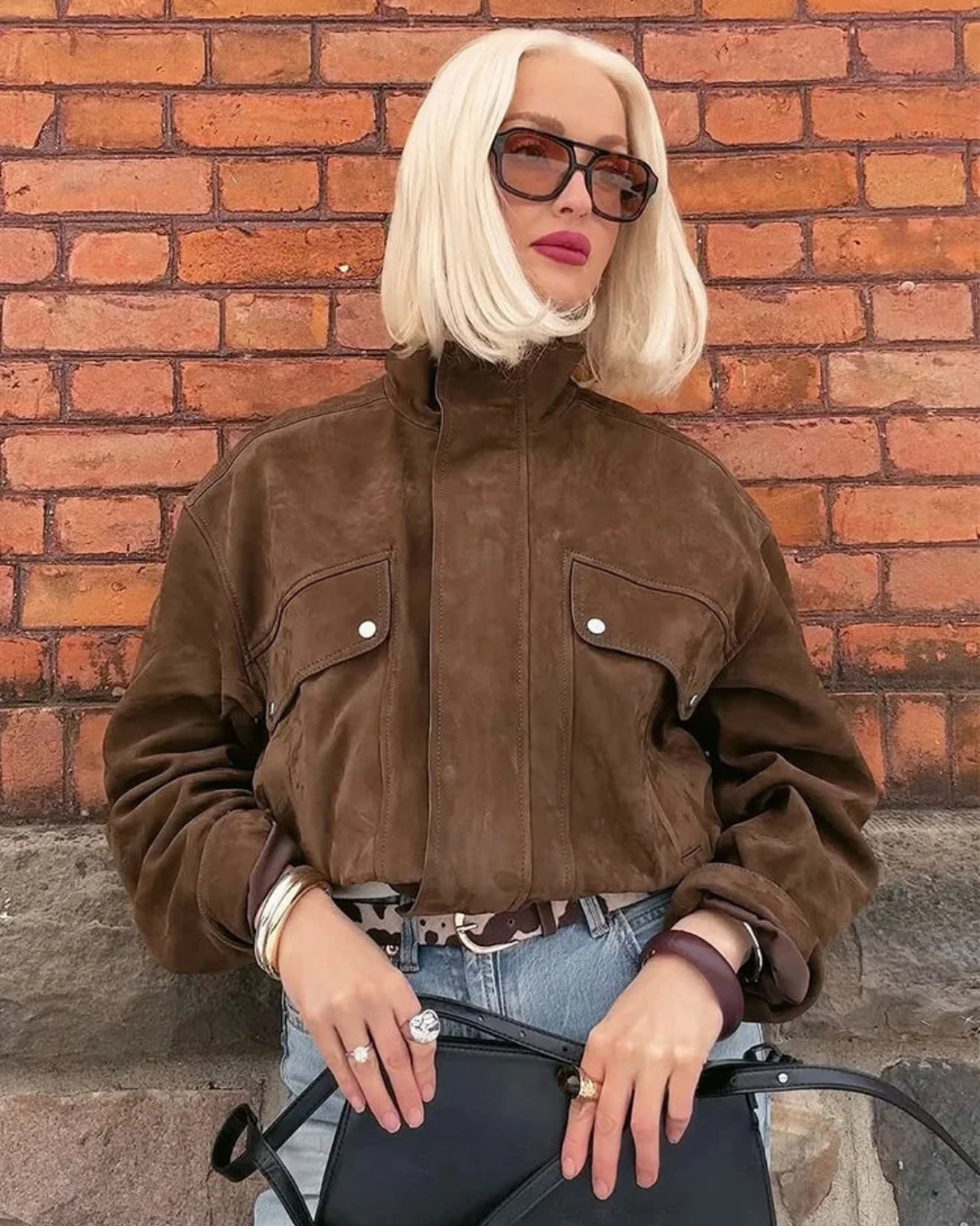 Jacket with Collar, Flap Pockets, and Zip Closure