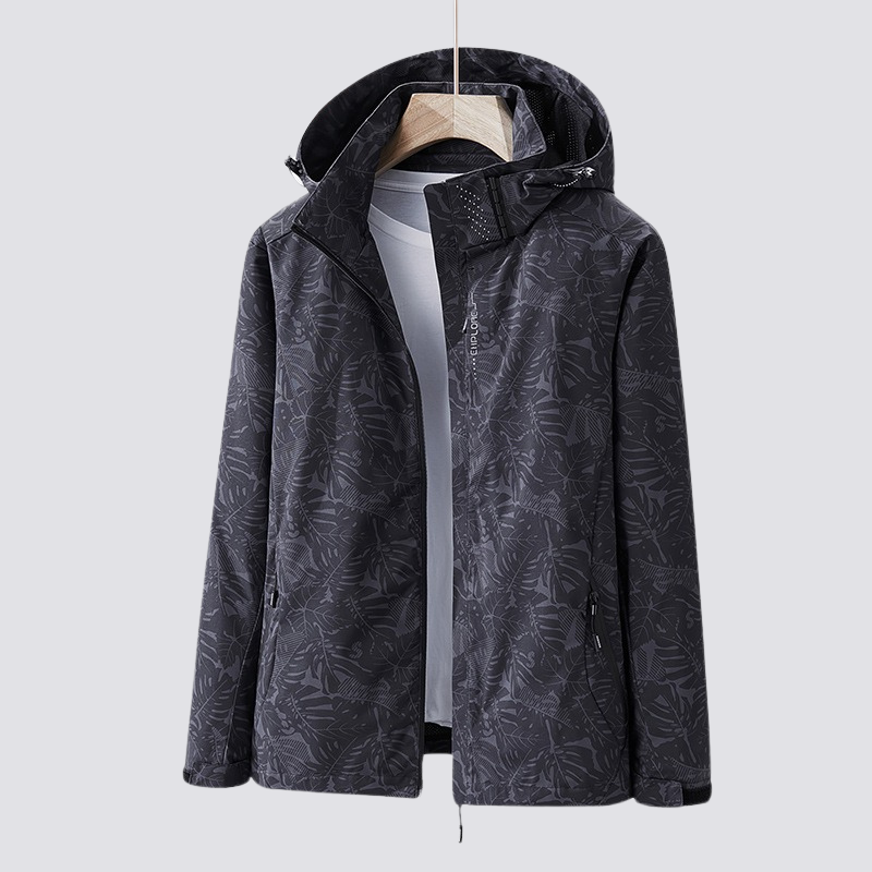 Hooded Zip-Up Wind and Water-Resistant Jacket