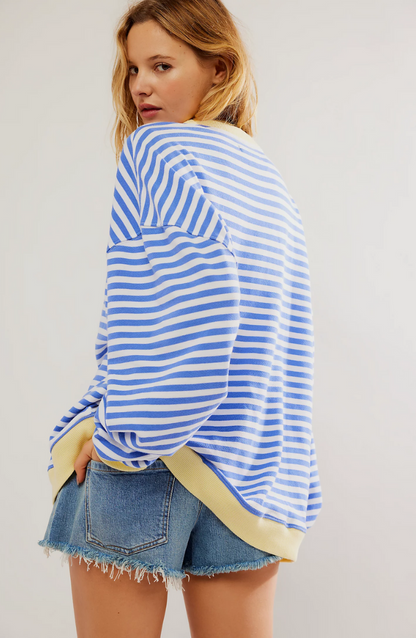 Striped Sweatshirt with Crew Neckline and Relaxed Silhouette