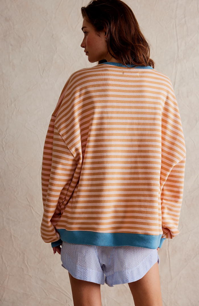 Striped Sweatshirt with Crew Neckline and Relaxed Silhouette