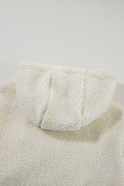 Fuzzy Hooded Jacket with Zip Closure and Pockets