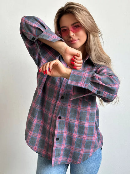 Women's Elegant Plaid Flannel Shirt