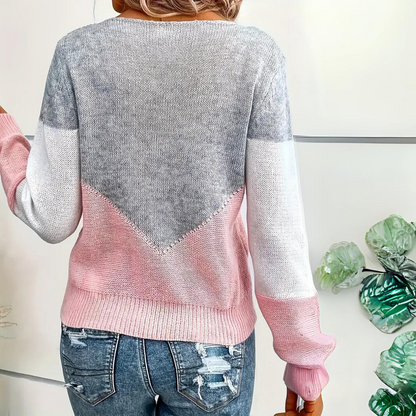 Pullover Long Sleeves Sweater with Round Neckline