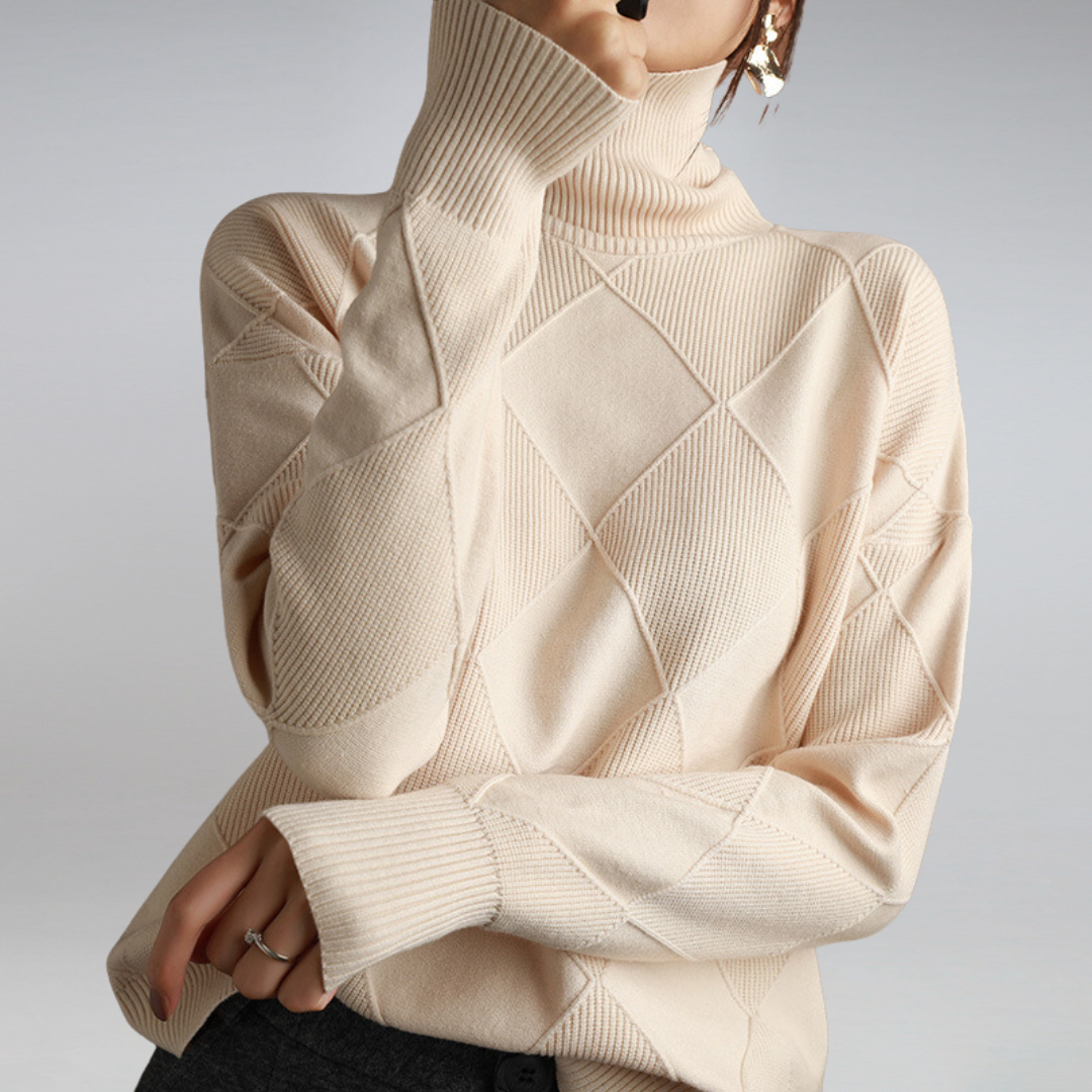 Diamond Knit Cashmere Turtleneck Sweater