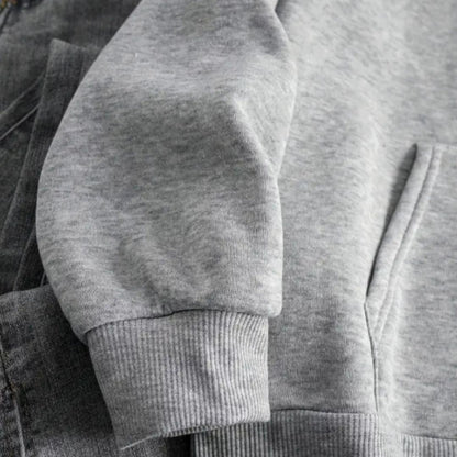 Drawstring Hooded Sweatshirt with Kangaroo Pocket and Leopard Print Star