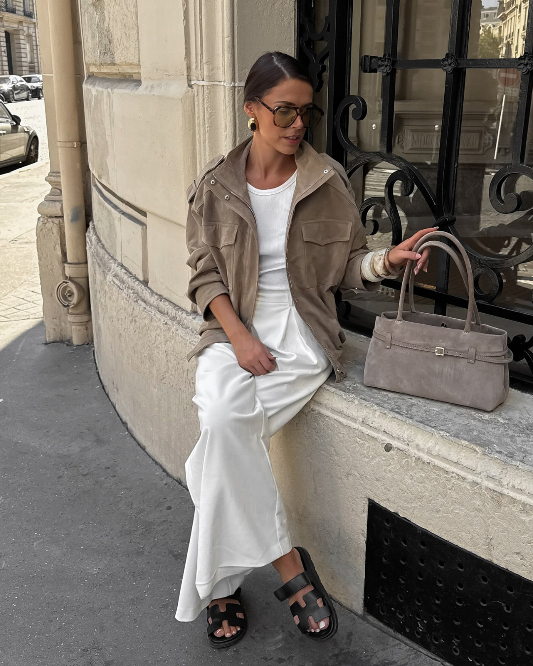 Jacket with Zip Closure, Snap Button Stand Collar, and Shoulder Tabs