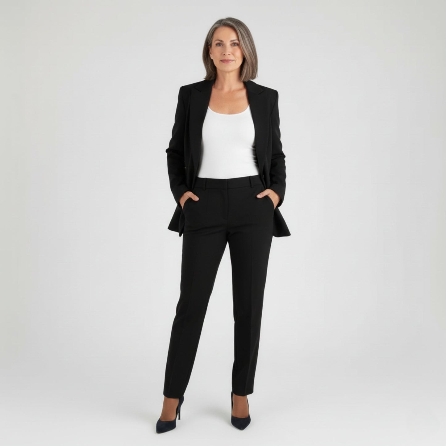 Single-Breasted Blazer and Tailored Pants Set with Notched Lapels