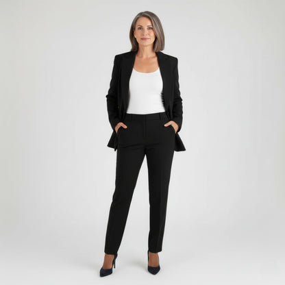Single-Breasted Blazer and Tailored Pants Set with Notched Lapels