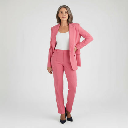 Single-Breasted Blazer and Tailored Pants Set with Notched Lapels