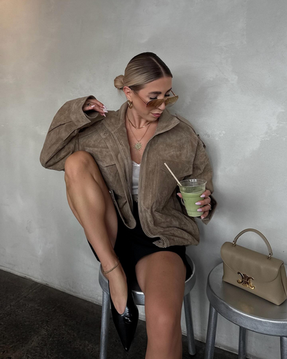 Jacket with Zip Closure, Snap Button Stand Collar, and Shoulder Tabs