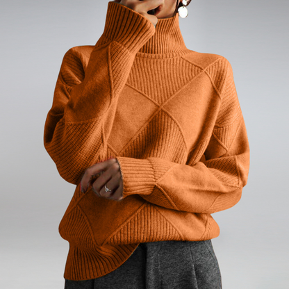 Diamond Knit Cashmere Turtleneck Sweater