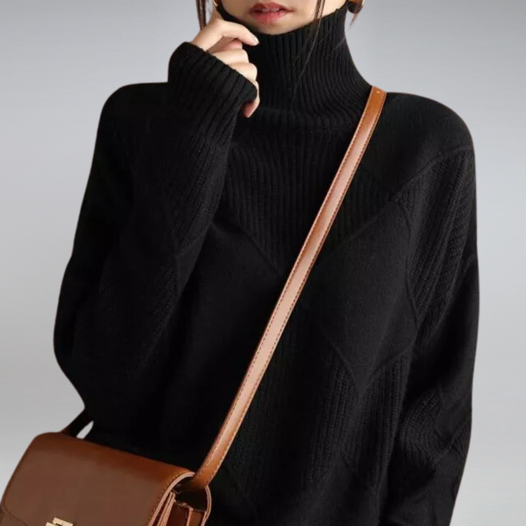 Diamond Knit Cashmere Turtleneck Sweater