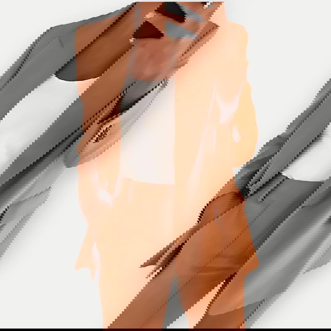 Single-Breasted Blazer and Tailored Pants Set with Notched Lapels