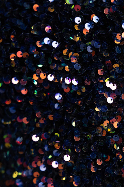 Mini Dress with Long Sleeves, Open Back, and Sequin Embellishment