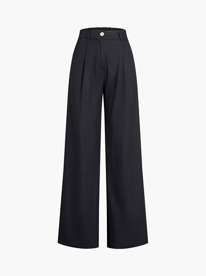 Cropped Sleeveless Top and High-Waist Wide-Leg Trousers Set