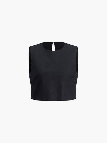 Cropped Sleeveless Top and High-Waist Wide-Leg Trousers Set