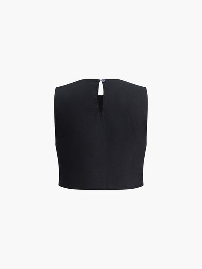 Cropped Sleeveless Top and High-Waist Wide-Leg Trousers Set