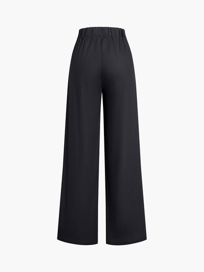 Cropped Sleeveless Top and High-Waist Wide-Leg Trousers Set