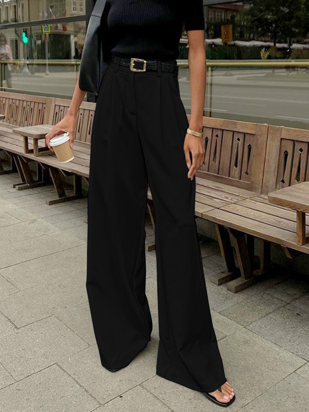 Wide-Leg High-Waist Trousers