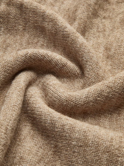 High Neck Relaxed Sweater Set with Long Sleeves and Ribbed Hem