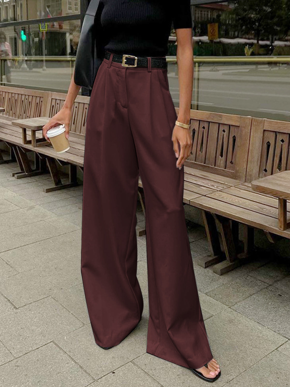 Wide-Leg High-Waist Trousers