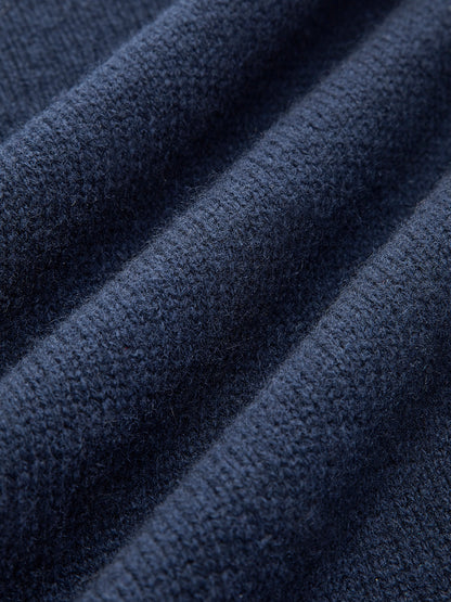 Sweater with Denim Collar, Button Placket and Long Sleeves