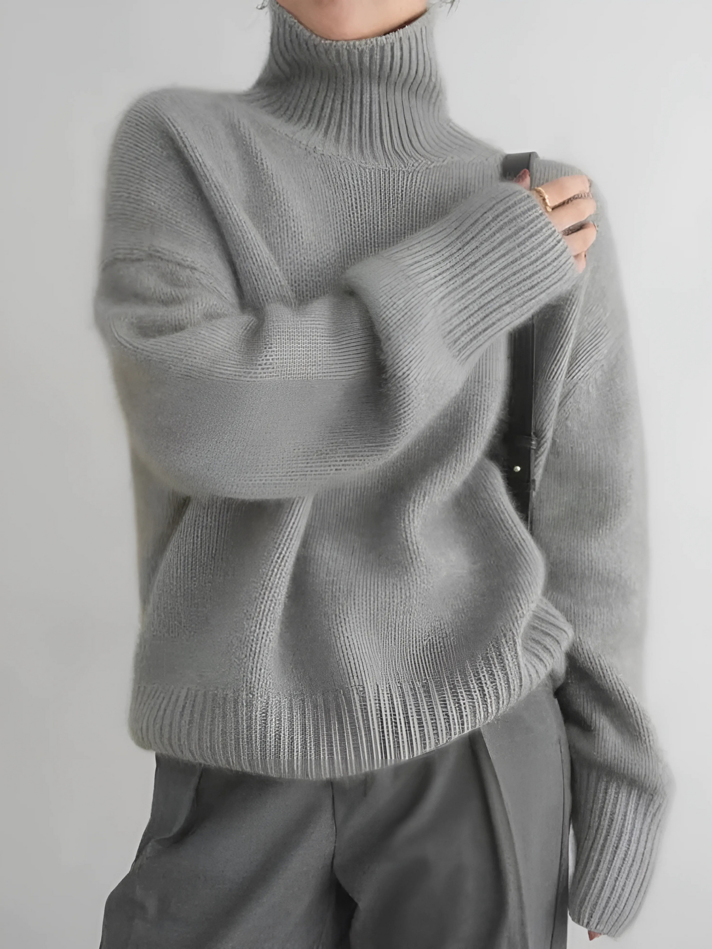 Cashmere Turtleneck Knit Sweater