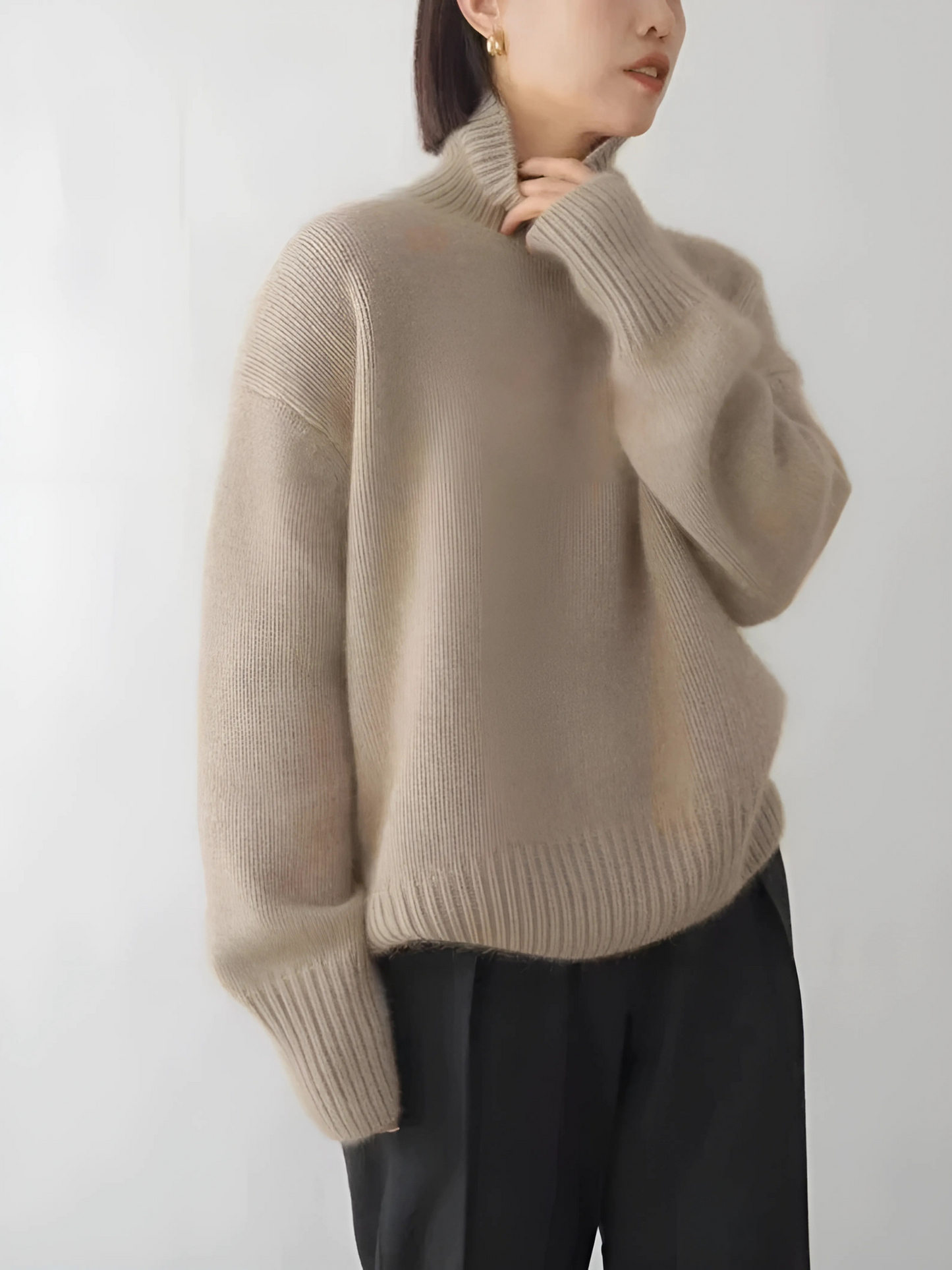 Cashmere Turtleneck Knit Sweater