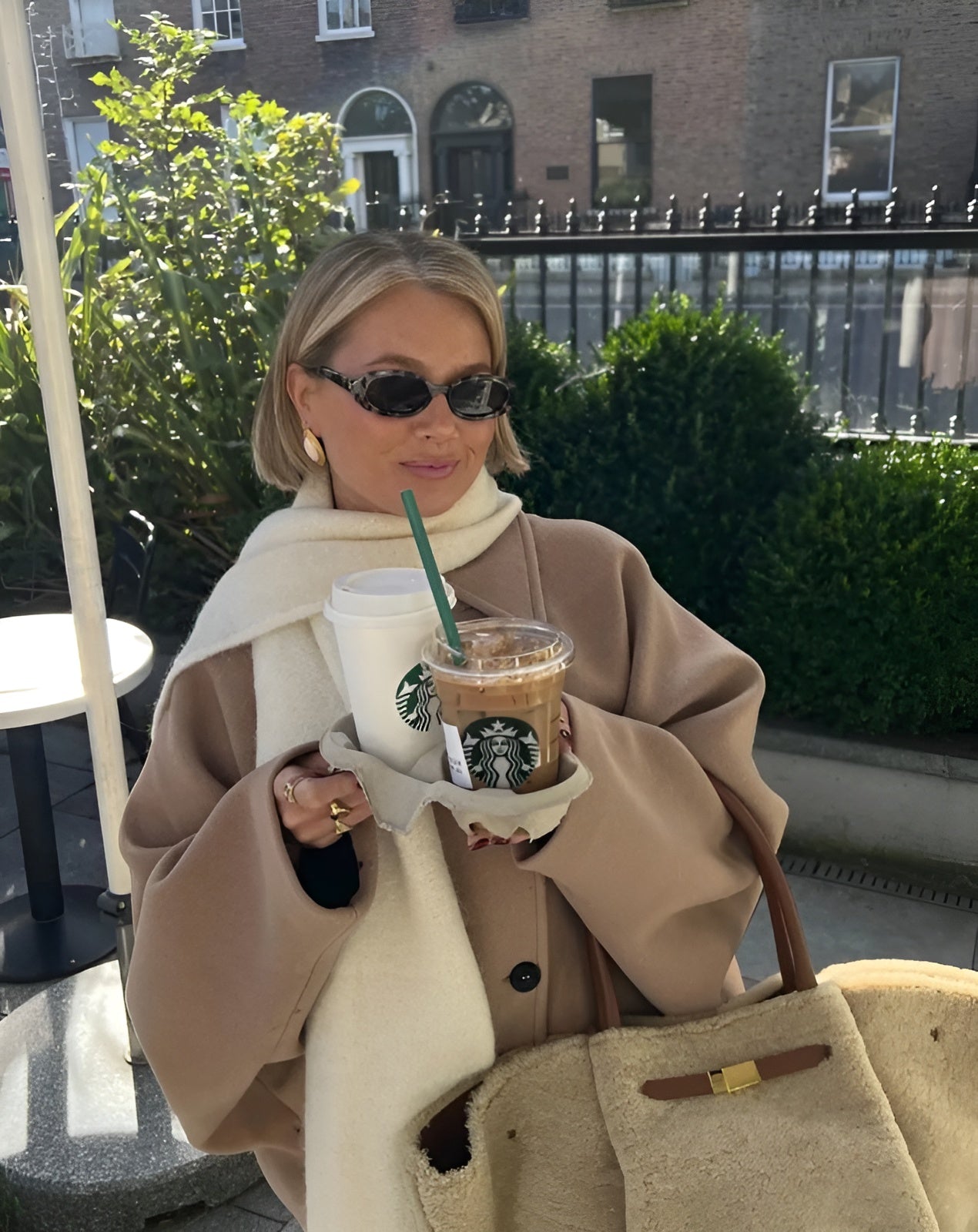 Fleece Jacket with Spread Collar and Three-Button Closure