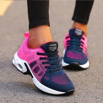 Low-Top Knit Mesh Lace-Up Air-Cushioned Training Shoes